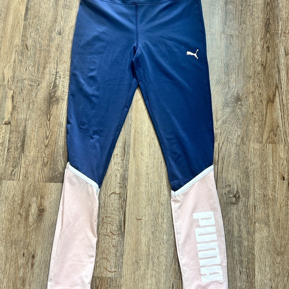 Puma Blue and Pink Color-Blocked Leggings